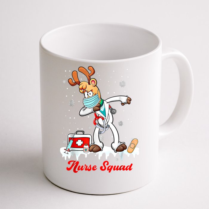 Christmas Scrub Tops Dabbing Reindeer Nurse Squad Funny Gift Front & Back Coffee Mug