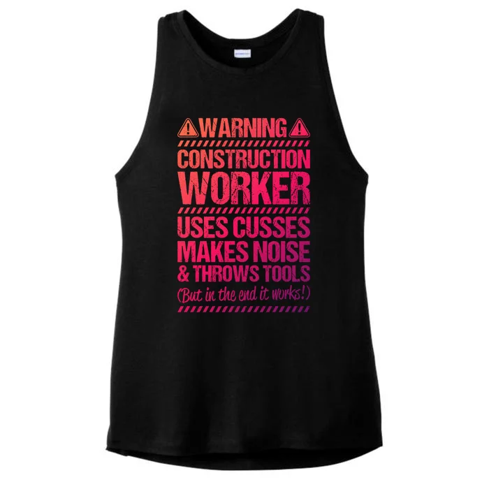 Construction Site Throws Tools Construction Worker Gift Ladies Tri-Blend Wicking Tank