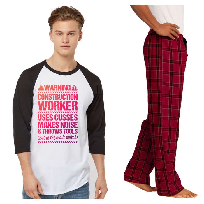 Construction Site Throws Tools Construction Worker Gift Raglan Sleeve Pajama Set