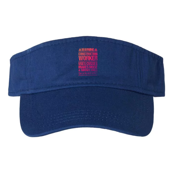 Construction Site Throws Tools Construction Worker Gift Valucap Bio-Washed Visor