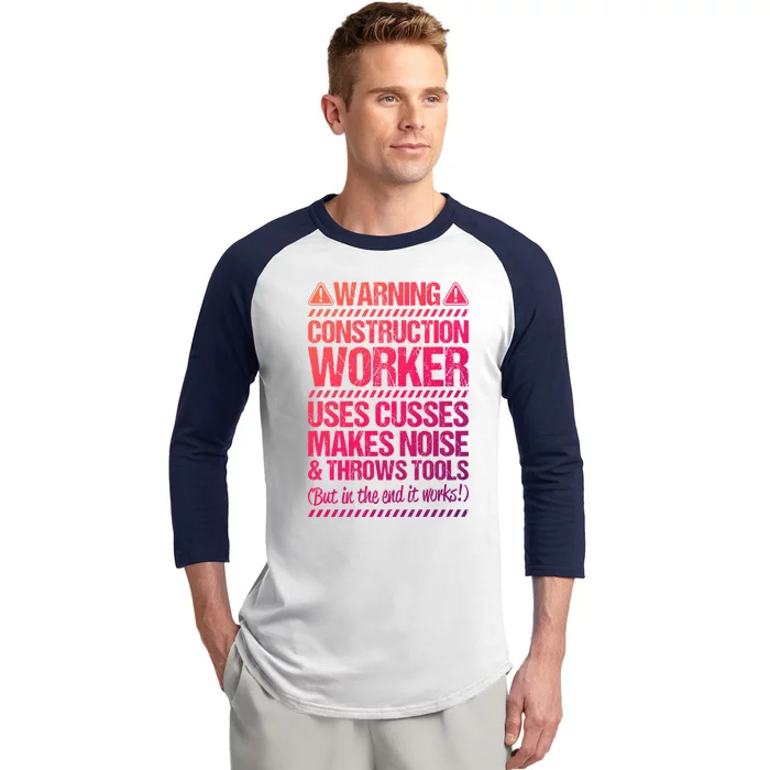 Construction Site Throws Tools Construction Worker Gift Baseball Sleeve Shirt