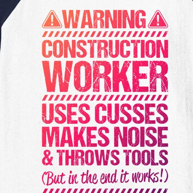 Construction Site Throws Tools Construction Worker Gift Baseball Sleeve Shirt