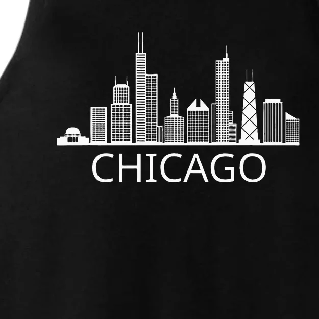 Chicago Skyline Throwback Design Classic Ladies Tri-Blend Wicking Tank