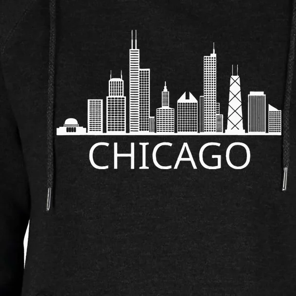 Chicago Skyline Throwback Design Classic Womens Funnel Neck Pullover Hood