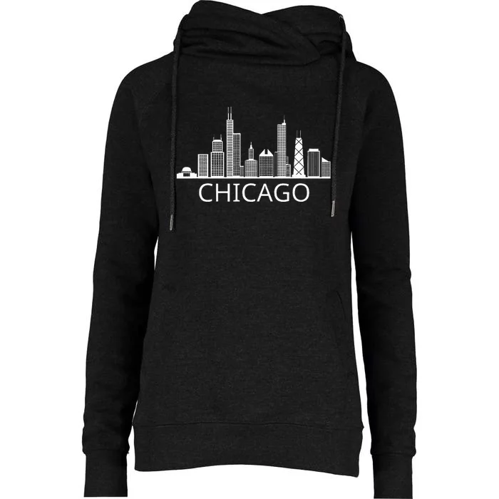 Chicago Skyline Throwback Design Classic Womens Funnel Neck Pullover Hood