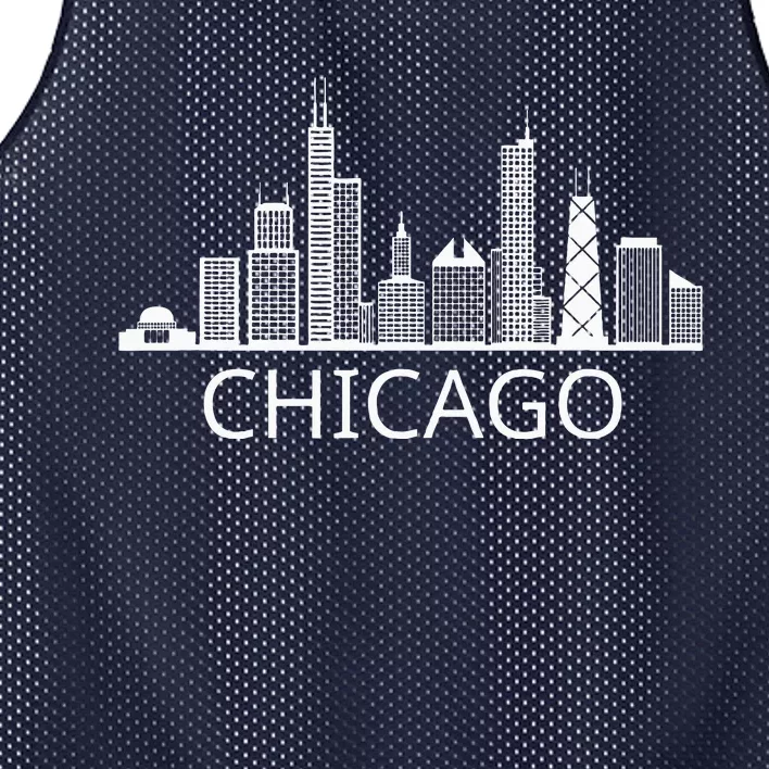 Chicago Skyline Throwback Design Classic Mesh Reversible Basketball Jersey Tank