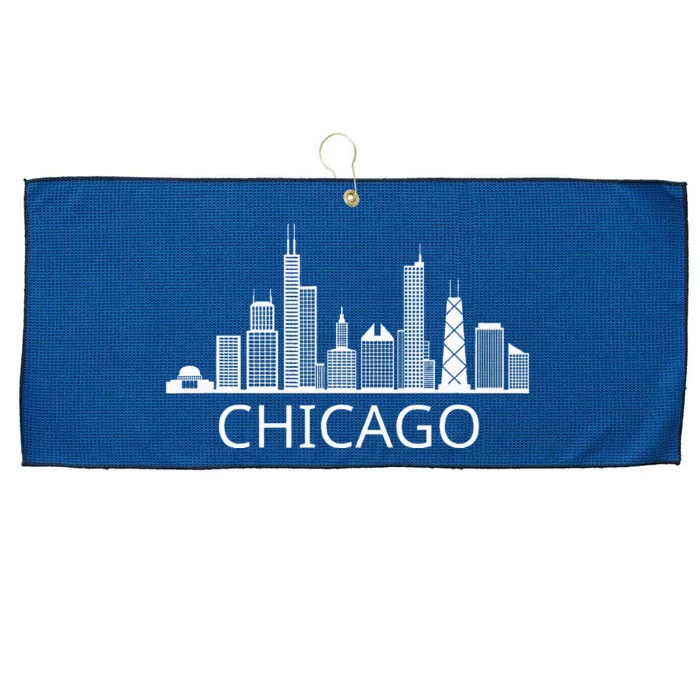 Chicago Skyline Throwback Design Classic Large Microfiber Waffle Golf Towel