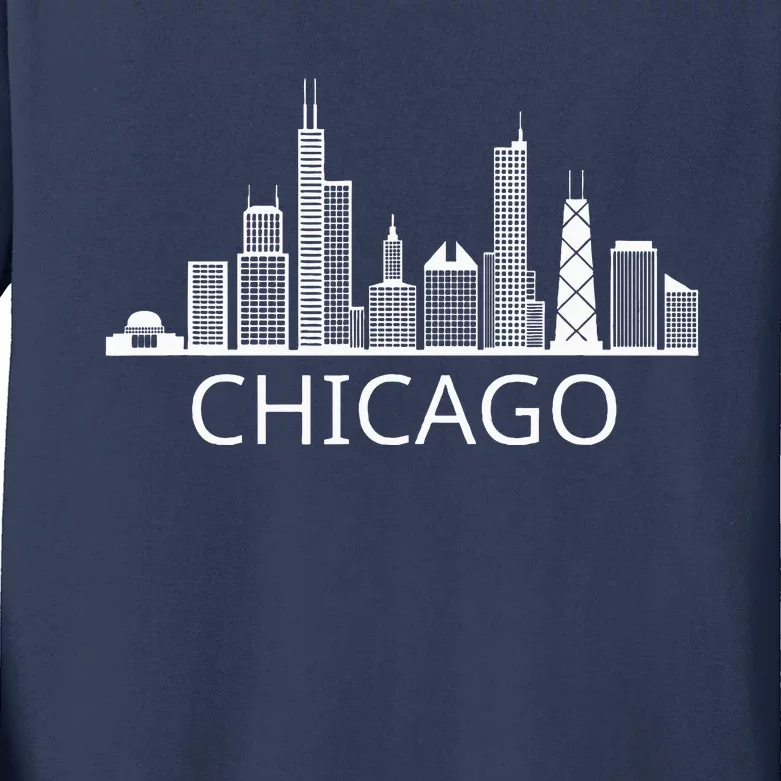 Chicago Skyline Throwback Design Classic Kids Long Sleeve Shirt