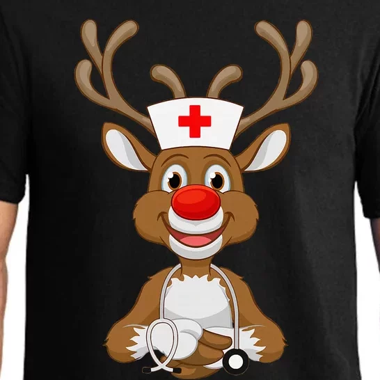 Christmas Scrub Top Reindeer Scrubs Rubber Gloves Nurses Pajama Set