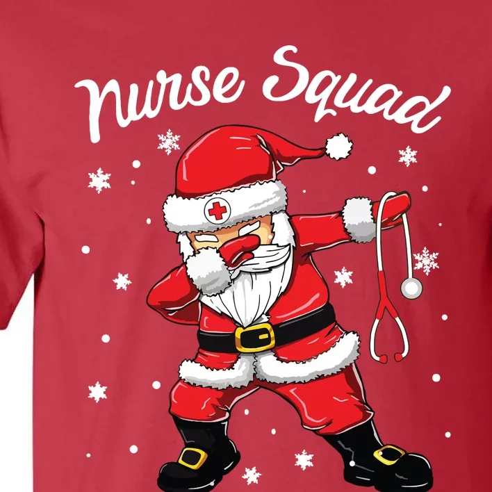 Christmas Scrub Tops Women Dabbing Santa Scrubs Nurse Squad Tall T-Shirt