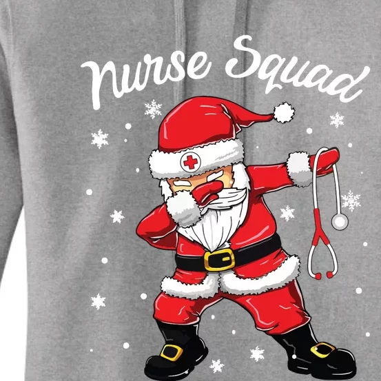 Christmas Scrub Tops Women Dabbing Santa Scrubs Nurse Squad Women's Pullover Hoodie