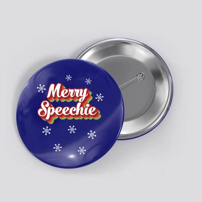 Cute Speech Therapist Christmas Retro Merry Speechie Holiday Funny Gift Button