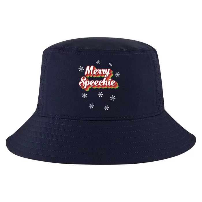 Cute Speech Therapist Christmas Retro Merry Speechie Holiday Funny Gift Cool Comfort Performance Bucket Hat