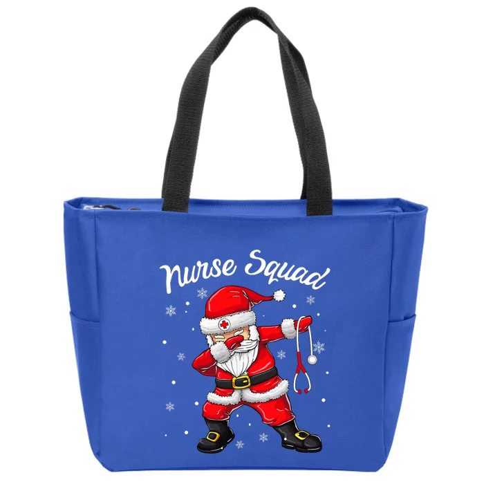 Christmas Scrub Tops Women Dabbing Santa Scrubs Nurse Squad Zip Tote Bag