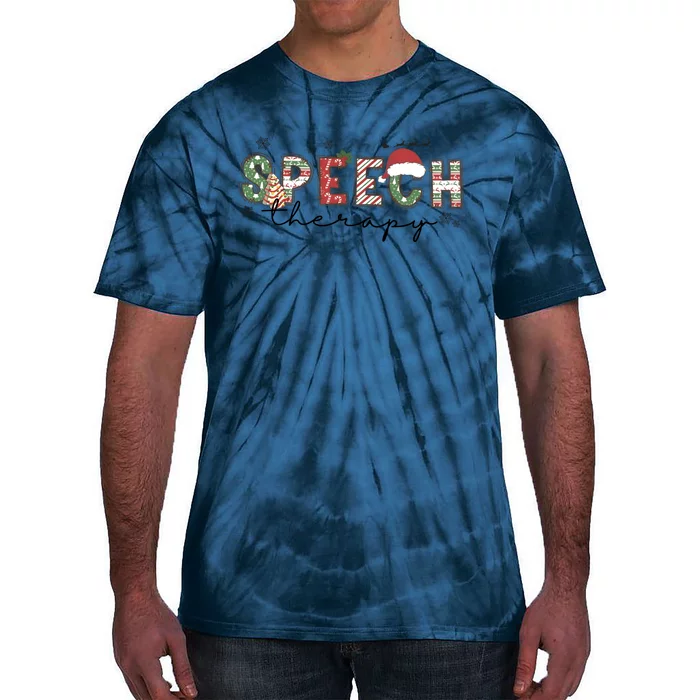 Christmas Speech Therapy Santa Claus Holiday Season Tie-Dye T-Shirt