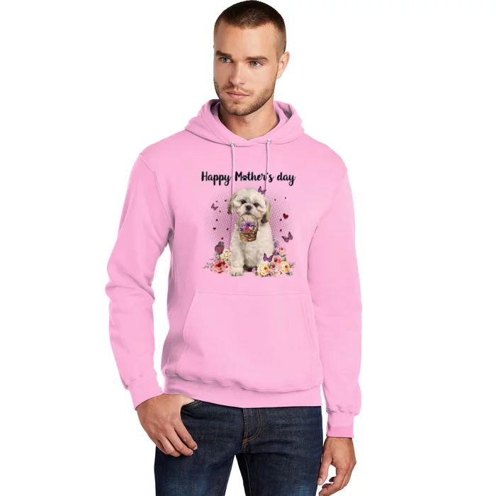 Cute Shih Tzu Mom Flower Happy Mother's Day Love Dog Hoodie