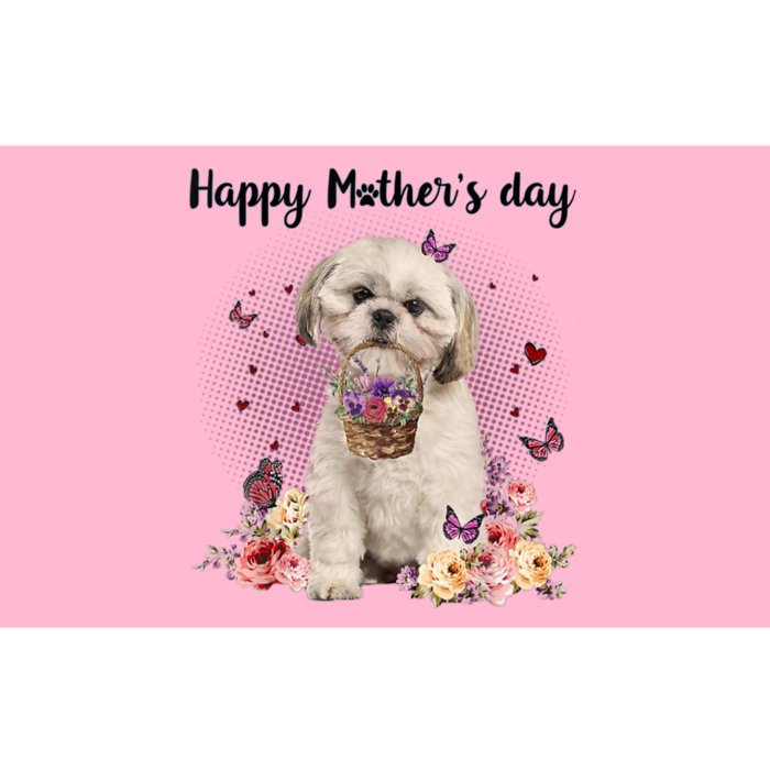 Cute Shih Tzu Mom Flower Happy Mother's Day Love Dog Bumper Sticker