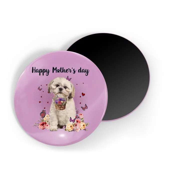 Cute Shih Tzu Mom Flower Happy Mother's Day Love Dog Magnet