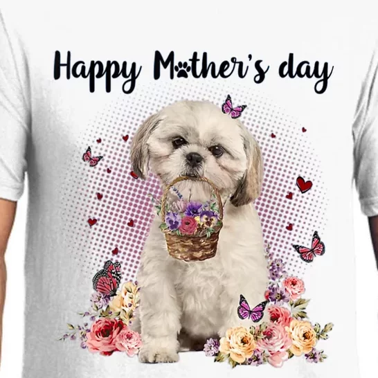 Cute Shih Tzu Mom Flower Happy Mother's Day Love Dog Pajama Set