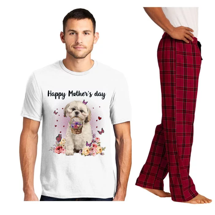 Cute Shih Tzu Mom Flower Happy Mother's Day Love Dog Pajama Set