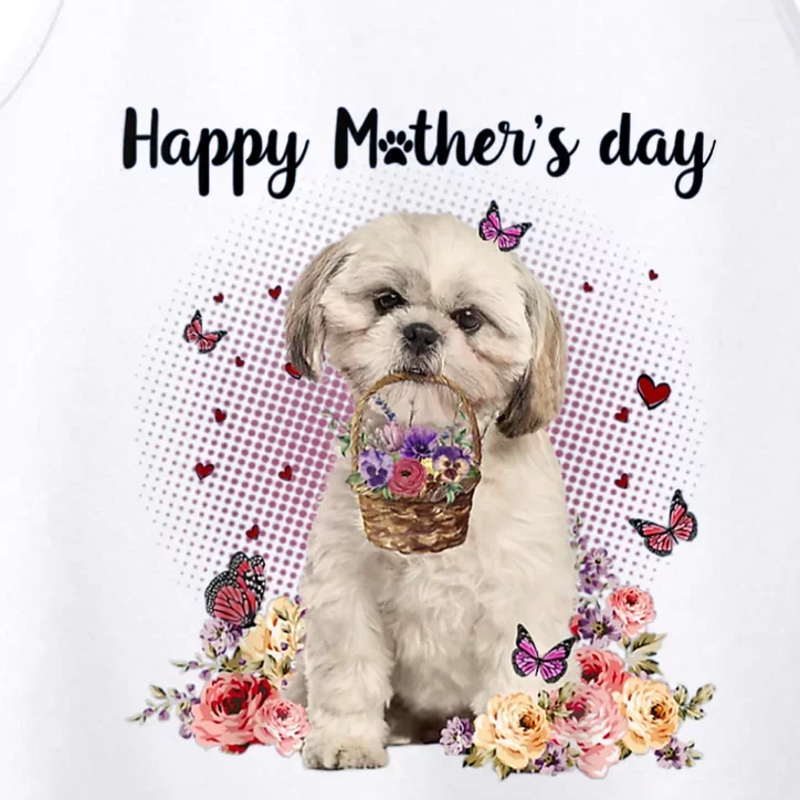 Cute Shih Tzu Mom Flower Happy Mother's Day Love Dog Performance Tank