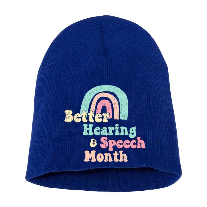 Cute Speech Therapist Gift Slp May Is Hearing And Speech Month Gift Short Acrylic Beanie