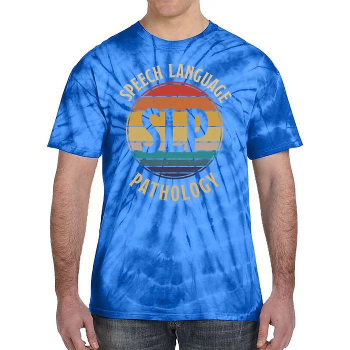 Cute Speech Therapist Gift Slp Speech Retro Vintage Sunset Gift Tie-Dye T-Shirt