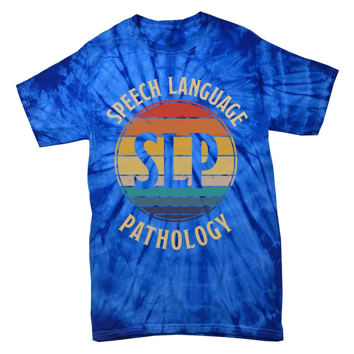 Cute Speech Therapist Gift Slp Speech Retro Vintage Sunset Gift Tie-Dye T-Shirt