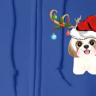 Cute Shih Tzu Xmas Gift Lighting Reindeer Shih Tzu Christmas Gift Full Zip Hoodie