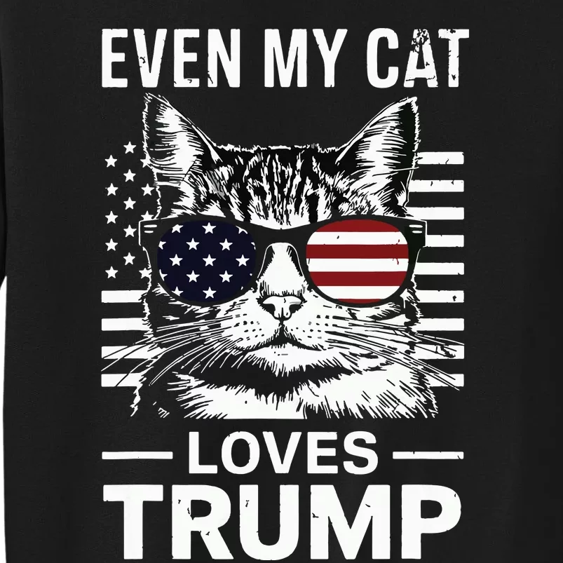 Cat Sunglasses Usa Flag Even My Cat Loves Trump Sweatshirt