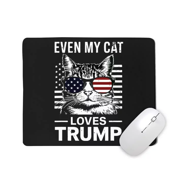 Cat Sunglasses Usa Flag Even My Cat Loves Trump Mousepad