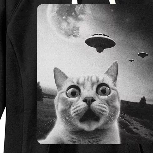 Cat Selfie Ufo Women's Fleece Hoodie