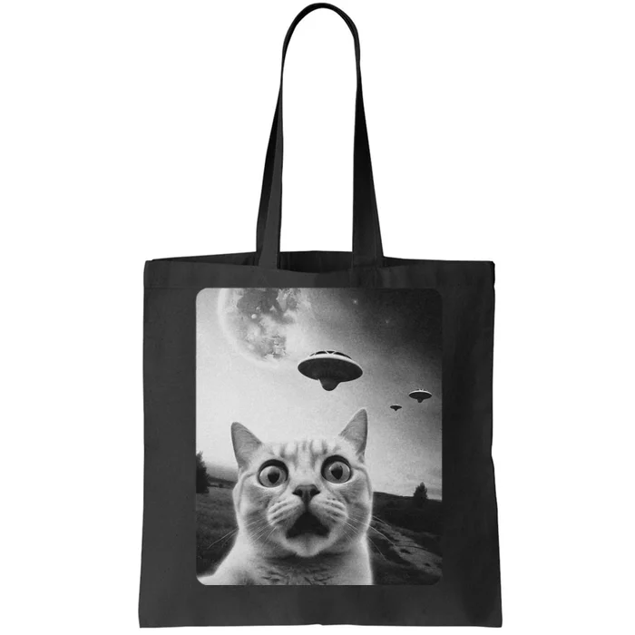 Cat Selfie Ufo Tote Bag