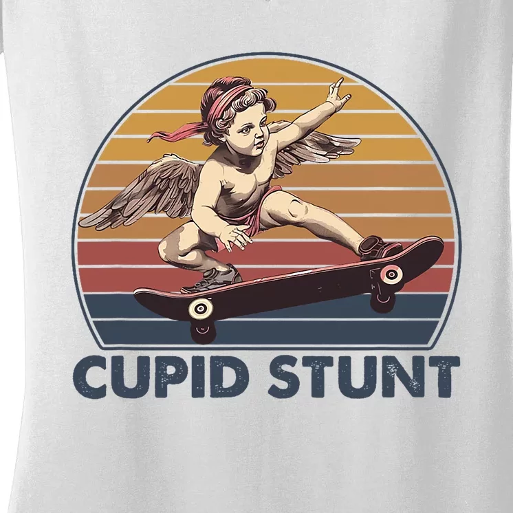 Cupid Stunt Unhinged Cringe Funny Inappropriate Embarrassing Women's V-Neck T-Shirt