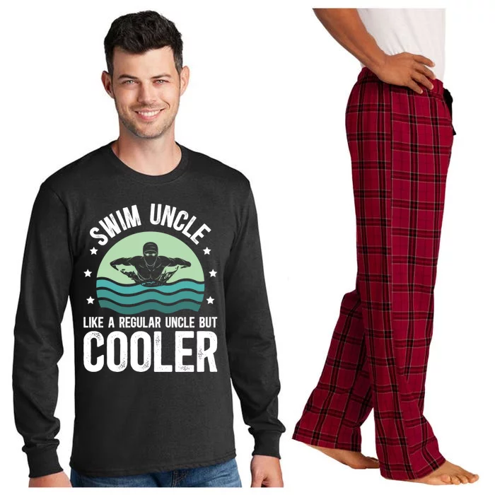 Cool Swim Uncle Of A Swimmer Uncle Swimming Uncle Great Gift Long Sleeve Pajama Set