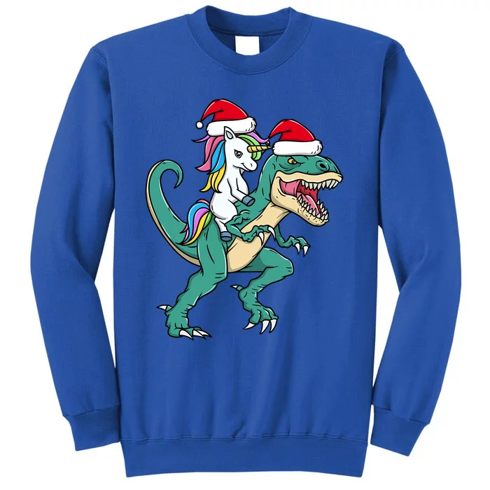 Cute Santa Unicorn Riding Trex Christmas Dinosaur Dino Gift Sweatshirt