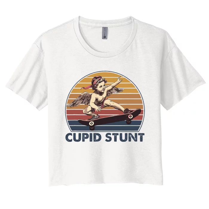 Cupid Stunt Unhinged Cringe Funny Inappropriate Embarrassing Women's Crop Top Tee