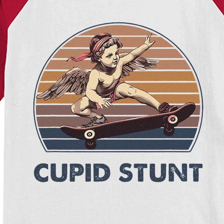 Cupid Stunt Unhinged Cringe Funny Inappropriate Embarrassing Gift Kids Colorblock Raglan Jersey