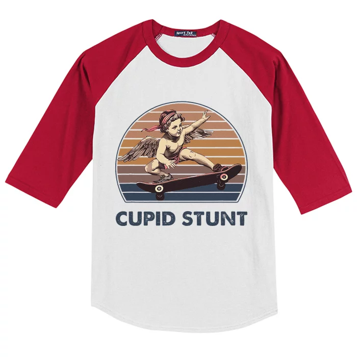 Cupid Stunt Unhinged Cringe Funny Inappropriate Embarrassing Gift Kids Colorblock Raglan Jersey