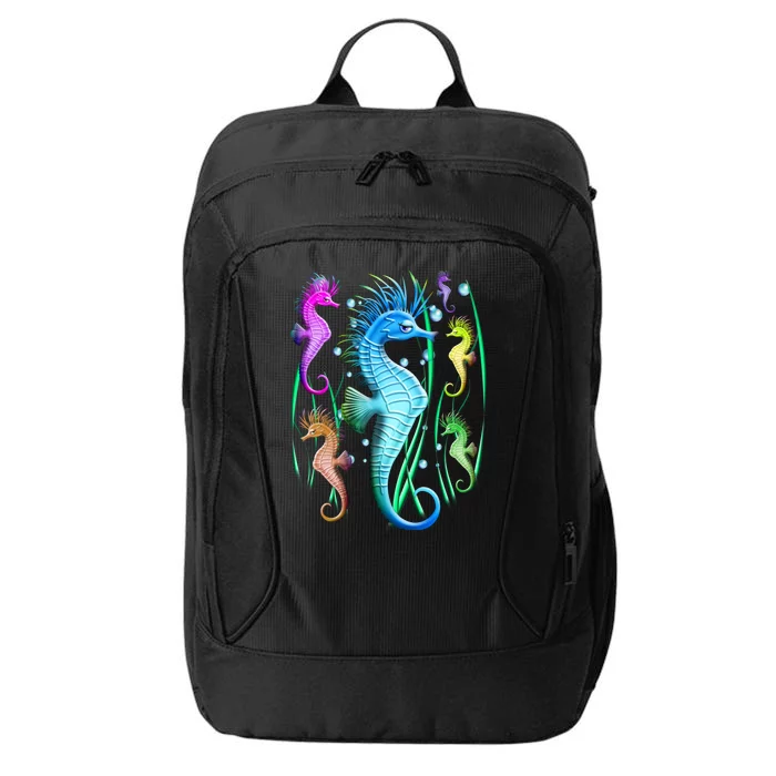 Colorful Seahorses Underwater City Backpack