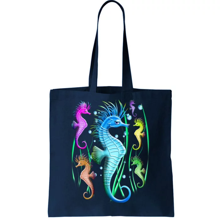 Colorful Seahorses Underwater Tote Bag