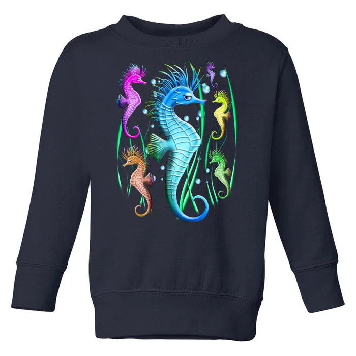 Colorful Seahorses Underwater Toddler Sweatshirt