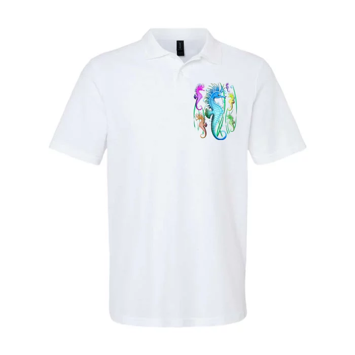 Colorful Seahorses Underwater Softstyle Adult Sport Polo