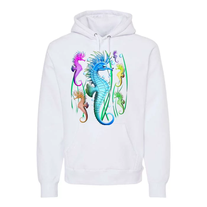 Colorful Seahorses Underwater Premium Hoodie