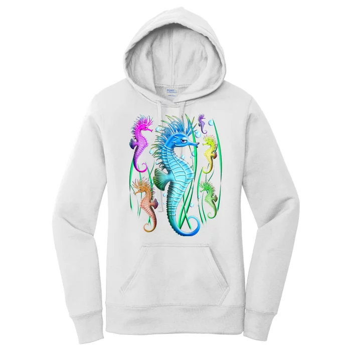 Colorful Seahorses Underwater Women's Pullover Hoodie