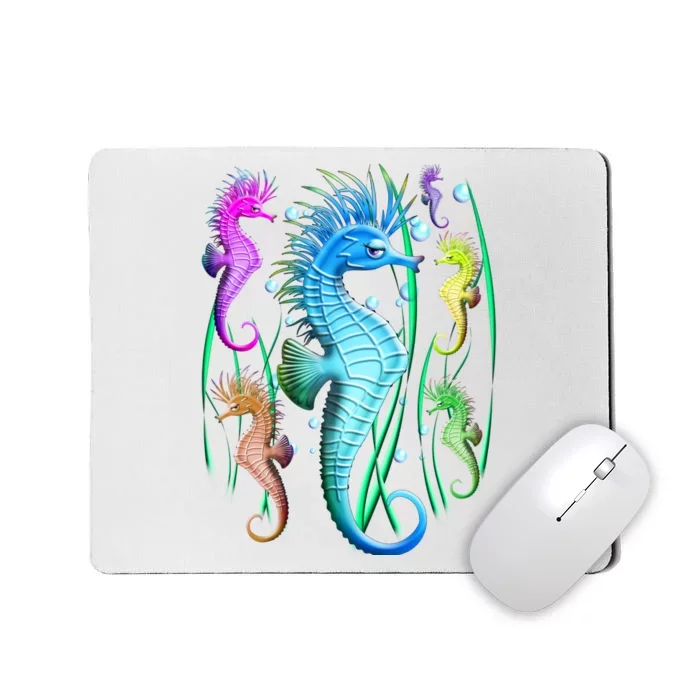 Colorful Seahorses Underwater Mousepad