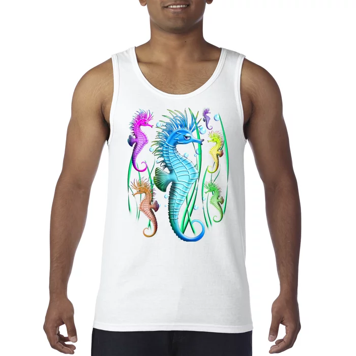 Colorful Seahorses Underwater Tank Top