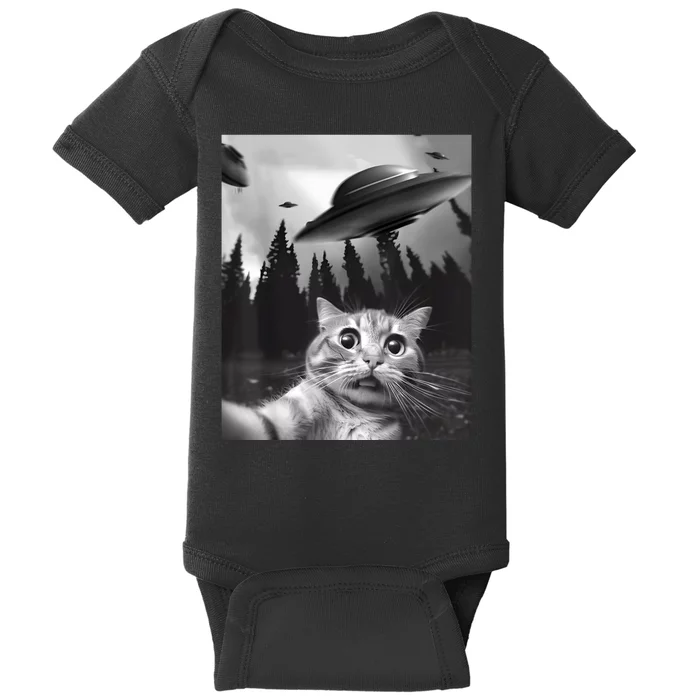 Cat Selfie UFO Alien Funny Baby Bodysuit