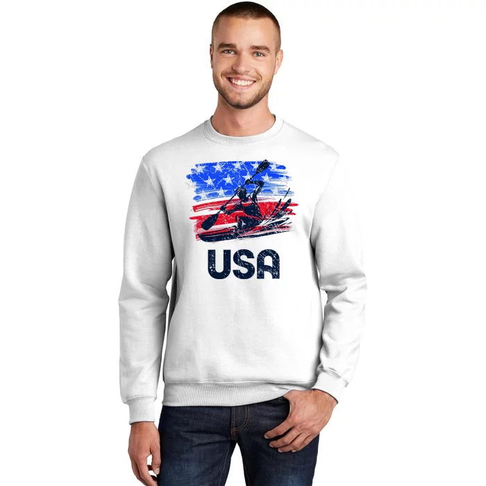 Canoe Slalom Usa Flag Patriotic Kayak Sprint Design Sweatshirt