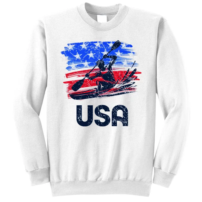 Canoe Slalom Usa Flag Patriotic Kayak Sprint Design Sweatshirt